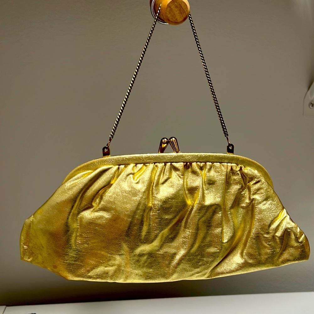 Gold lame ladies clutch bag from 1960s